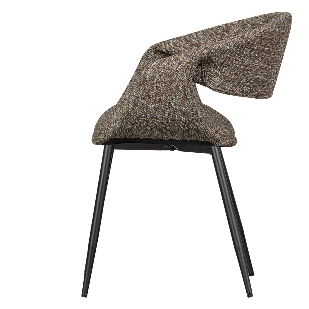 YOSSI DINING CHAIR BROWN WITH METAL LEG BLACK