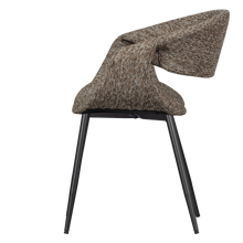 Load image into Gallery viewer, YOSSI DINING CHAIR BROWN WITH METAL LEG BLACK