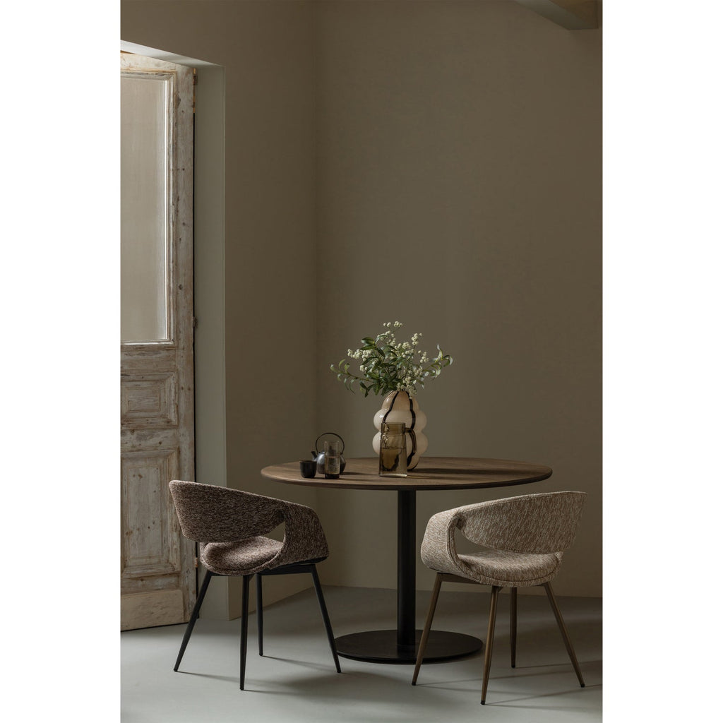 YOSSI DINING CHAIR BROWN WITH METAL LEG BLACK