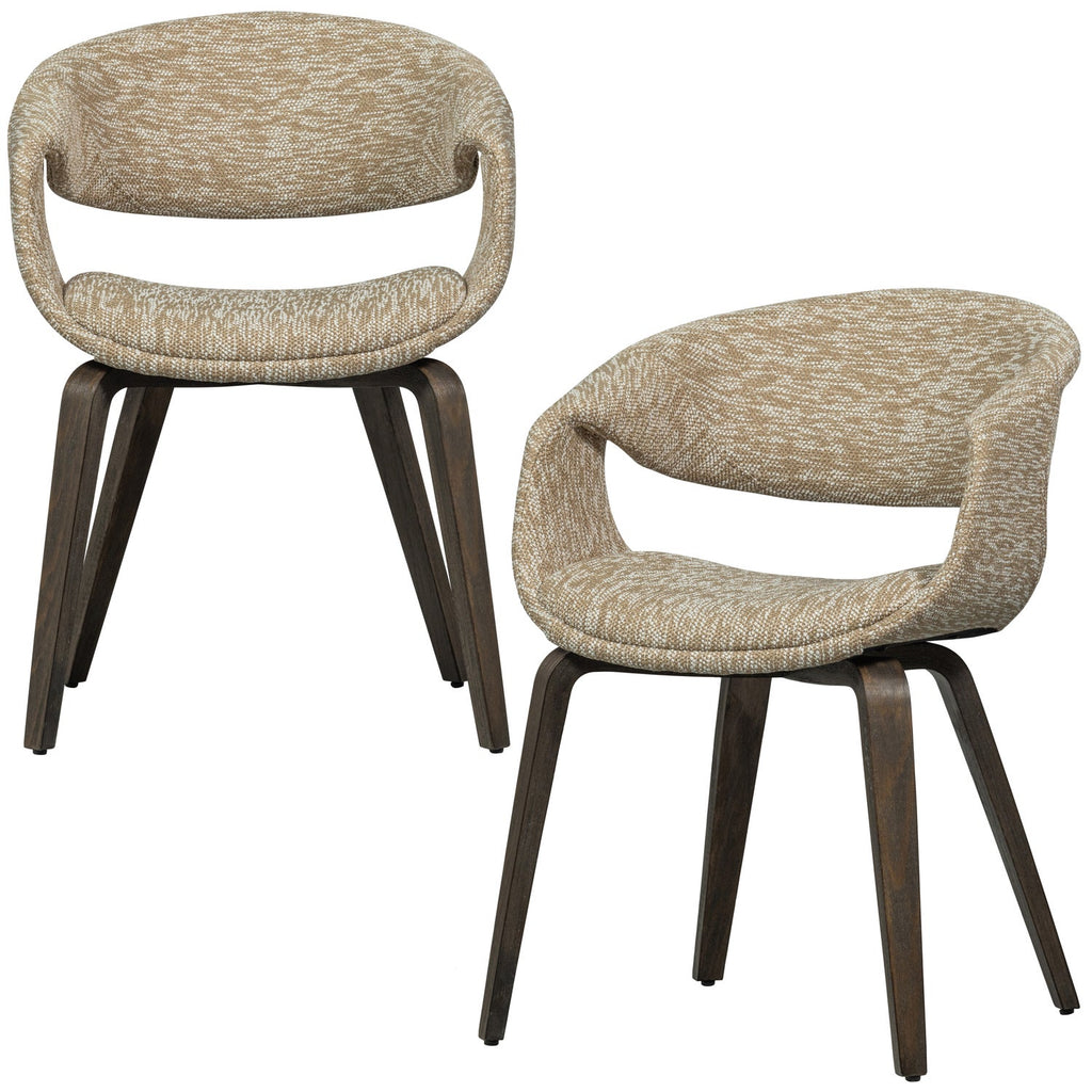 YOSSI DINING CHAIR SAND WITH WOODEN LEG DARK BROWN