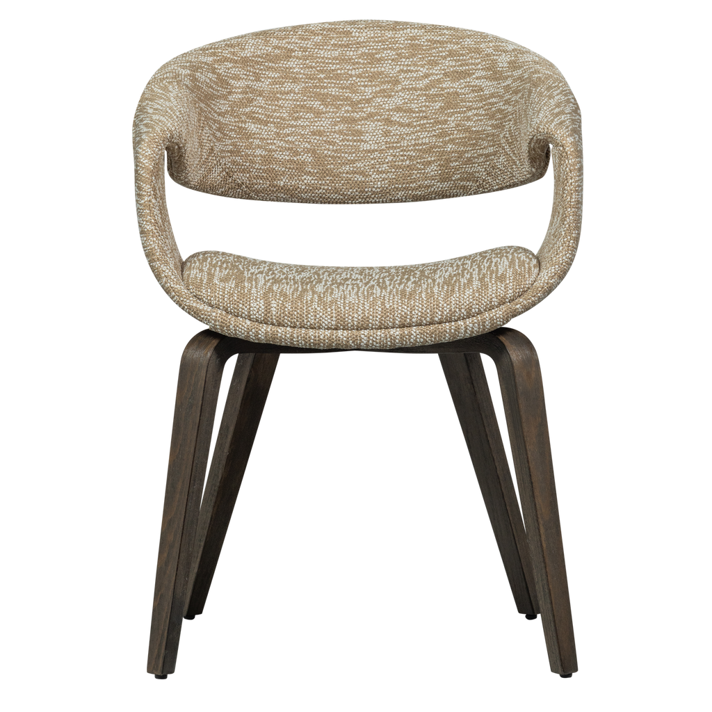 YOSSI DINING CHAIR SAND WITH WOODEN LEG DARK BROWN