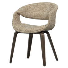 Load image into Gallery viewer, YOSSI DINING CHAIR SAND WITH WOODEN LEG DARK BROWN