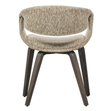 Load image into Gallery viewer, YOSSI DINING CHAIR SAND WITH WOODEN LEG DARK BROWN