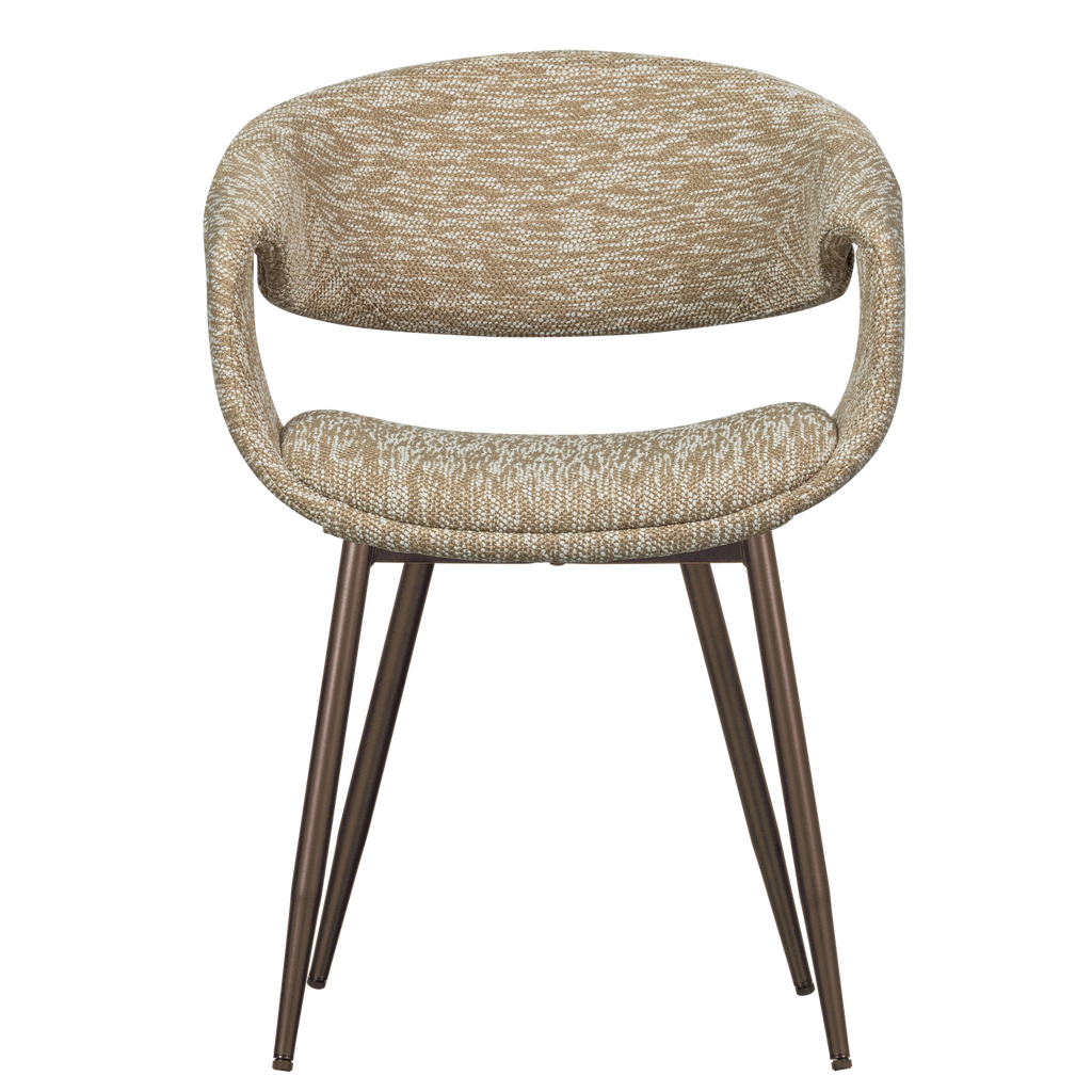 YOSSI DINING CHAIR SAND WITH METAL LEG COPPER
