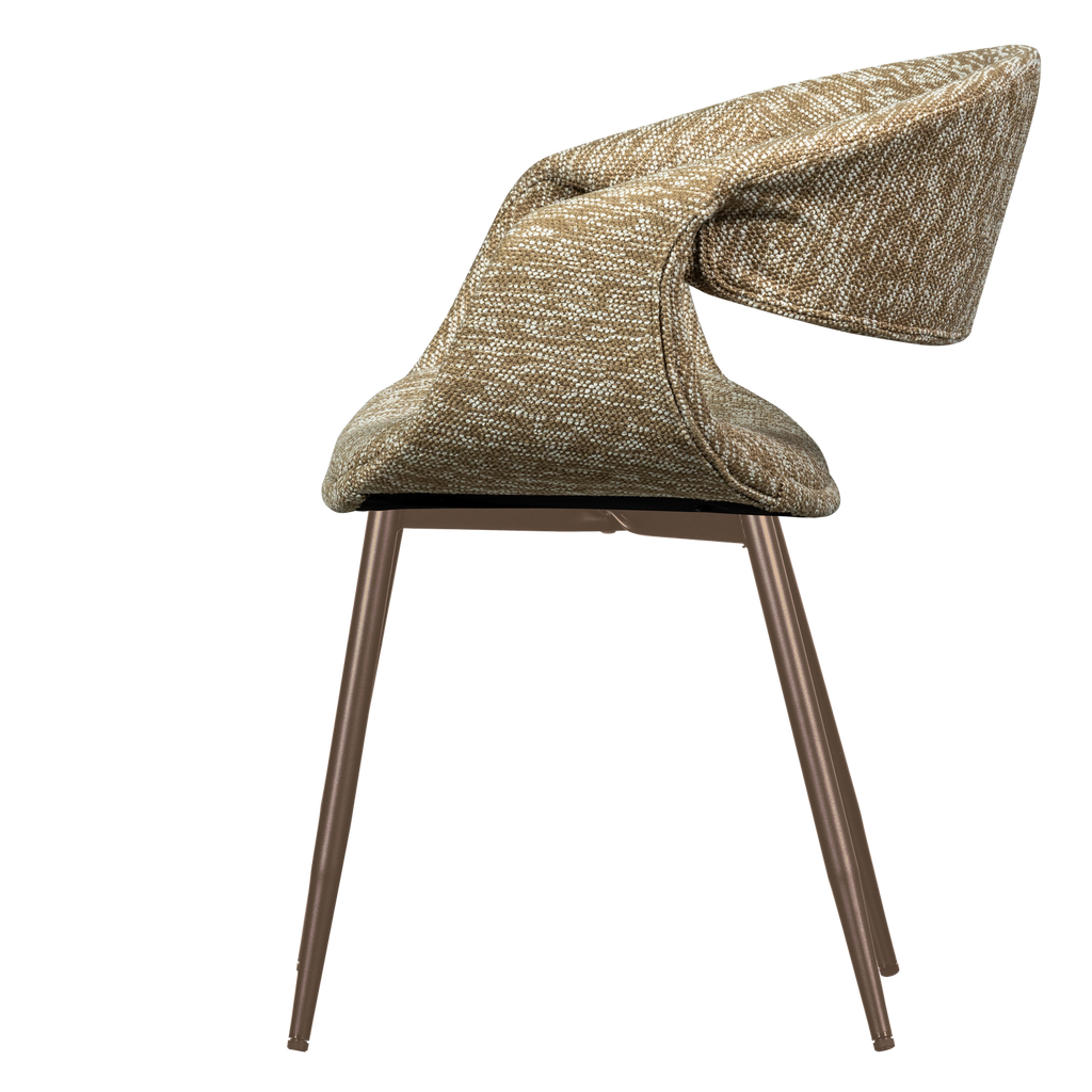 YOSSI DINING CHAIR SAND WITH METAL LEG COPPER