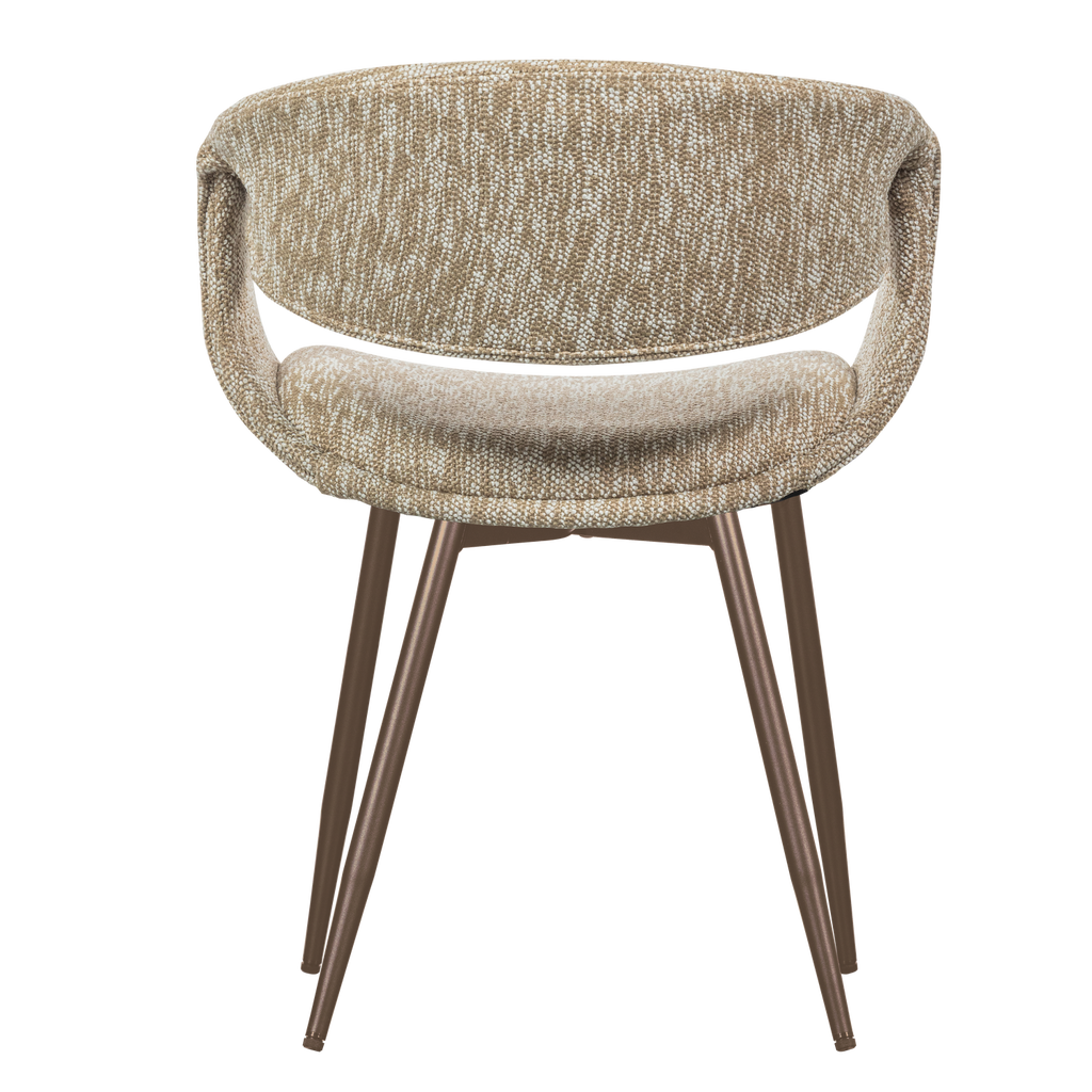 YOSSI DINING CHAIR SAND WITH METAL LEG COPPER
