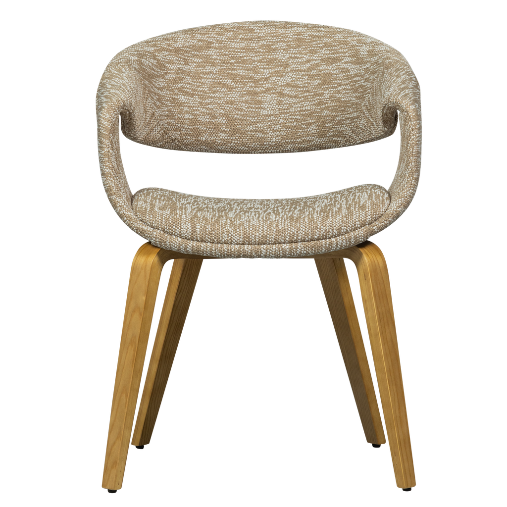 YOSSI DINING CHAIR SAND WITH WOODEN LEG NATURAL