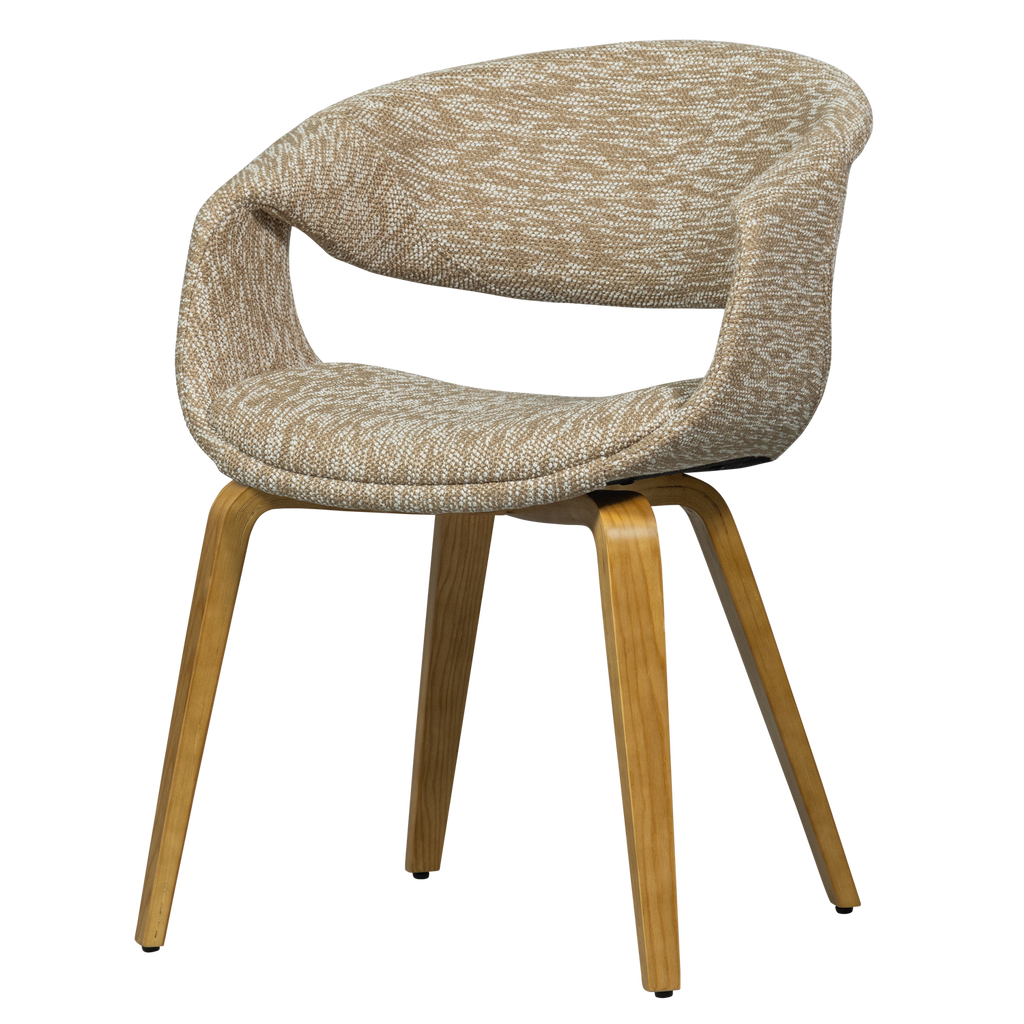 YOSSI DINING CHAIR SAND WITH WOODEN LEG NATURAL