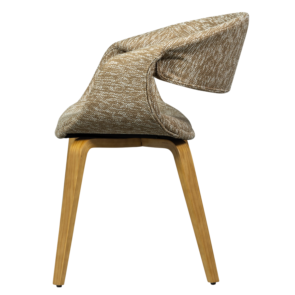 YOSSI DINING CHAIR SAND WITH WOODEN LEG NATURAL