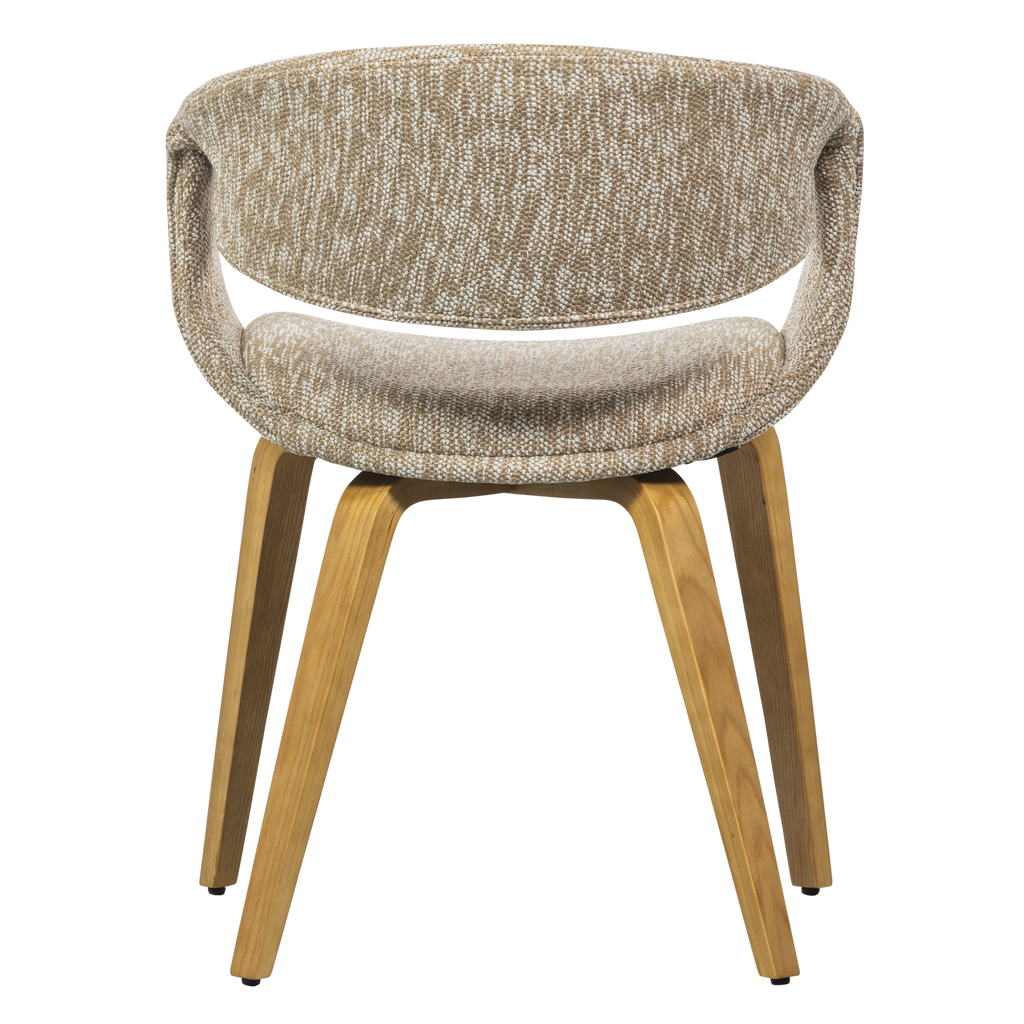 YOSSI DINING CHAIR SAND WITH WOODEN LEG NATURAL