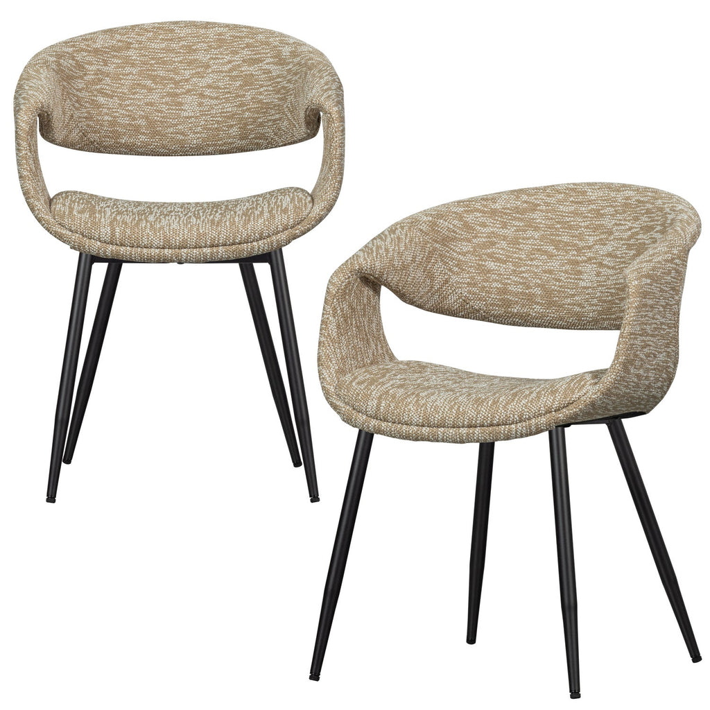 YOSSI DINING CHAIR SAND WITH METAL LEG BLACK