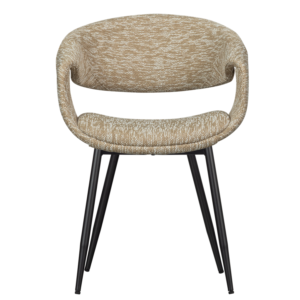 YOSSI DINING CHAIR SAND WITH METAL LEG BLACK