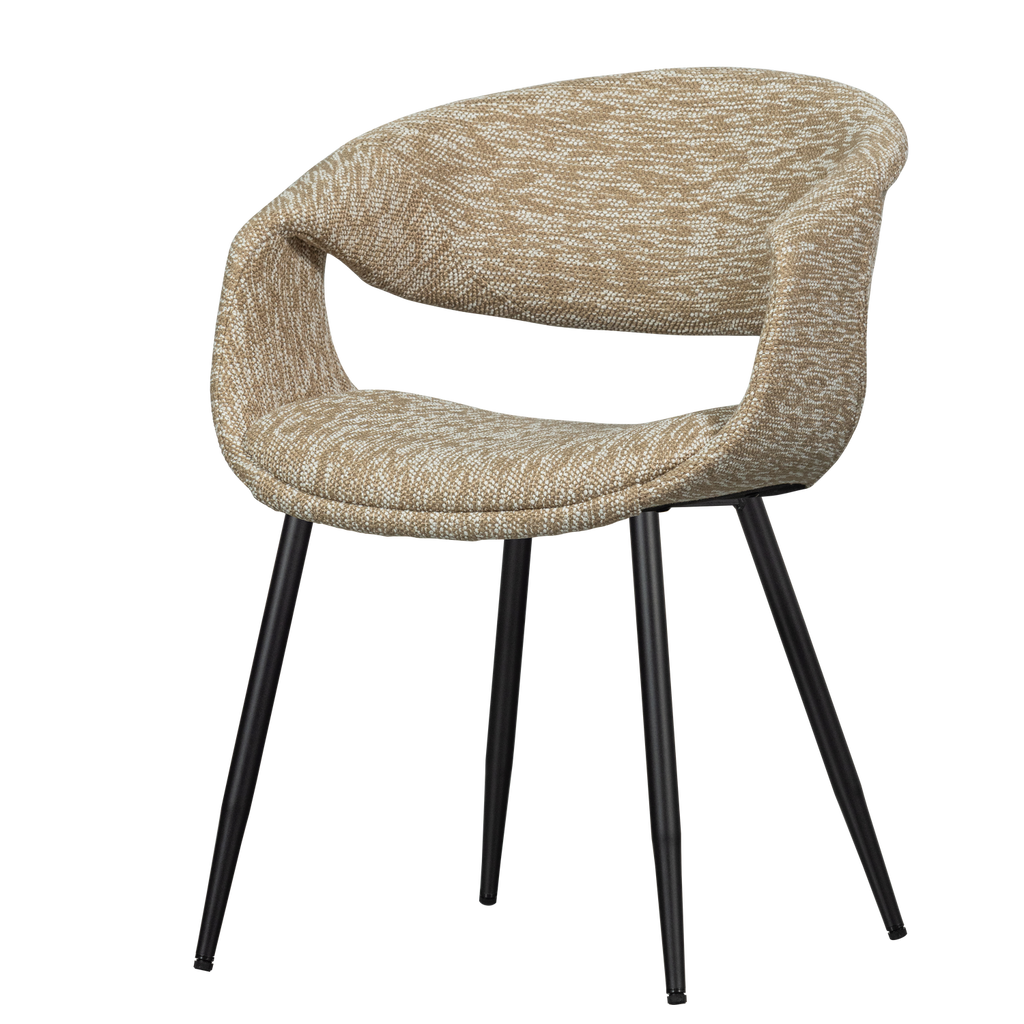 YOSSI DINING CHAIR SAND WITH METAL LEG BLACK