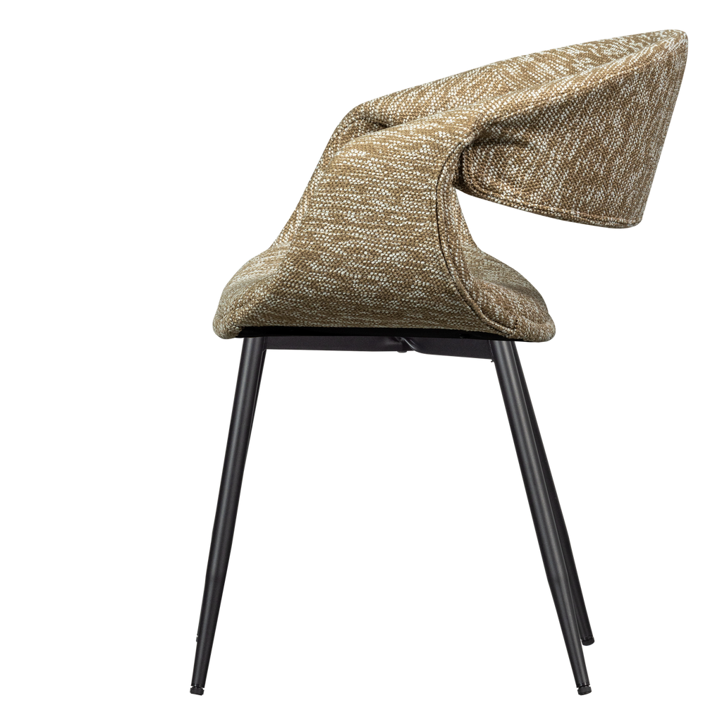 YOSSI DINING CHAIR SAND WITH METAL LEG BLACK