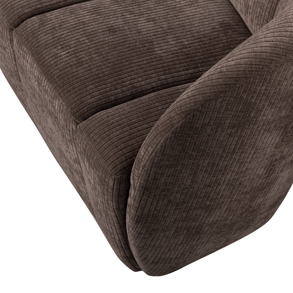 MOJO 2-SEATER BENCH RIGHT RIB FABRIC BROWN