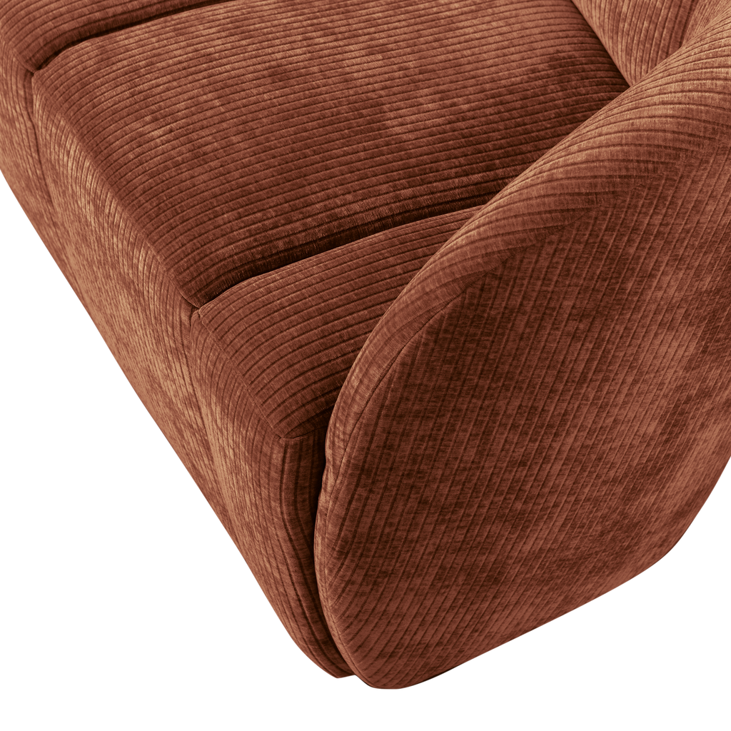 MOJO 2-SEATER BENCH RIGHT RIB FABRIC RUST BROWN