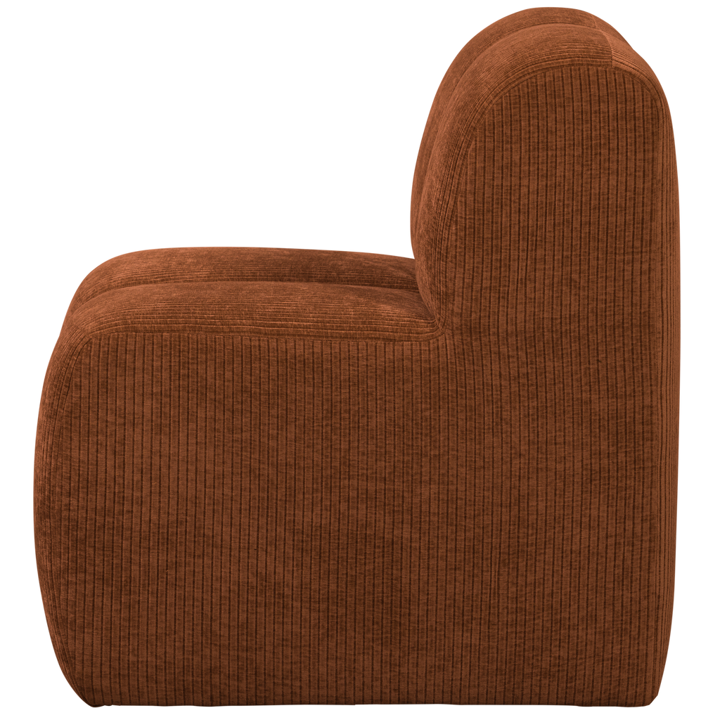 MOJO DINING BENCH 84CM WITH BACKREST RIB FABRIC RUST BROWN