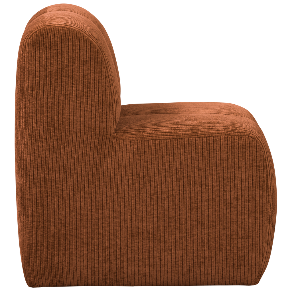 MOJO DINING BENCH 84CM WITH BACKREST RIB FABRIC RUST BROWN