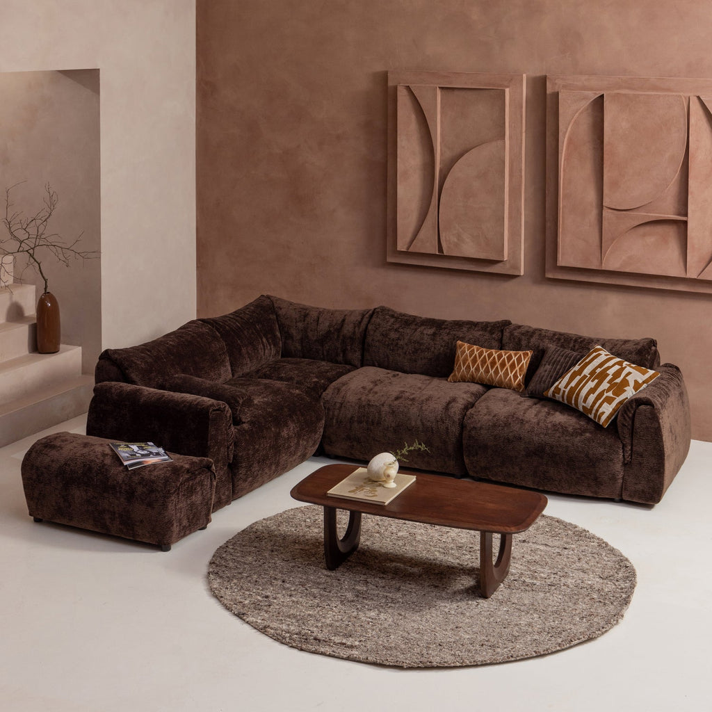 BAGGY CORNER SOFA LEFT 3D CHENILLE DARK BROWN