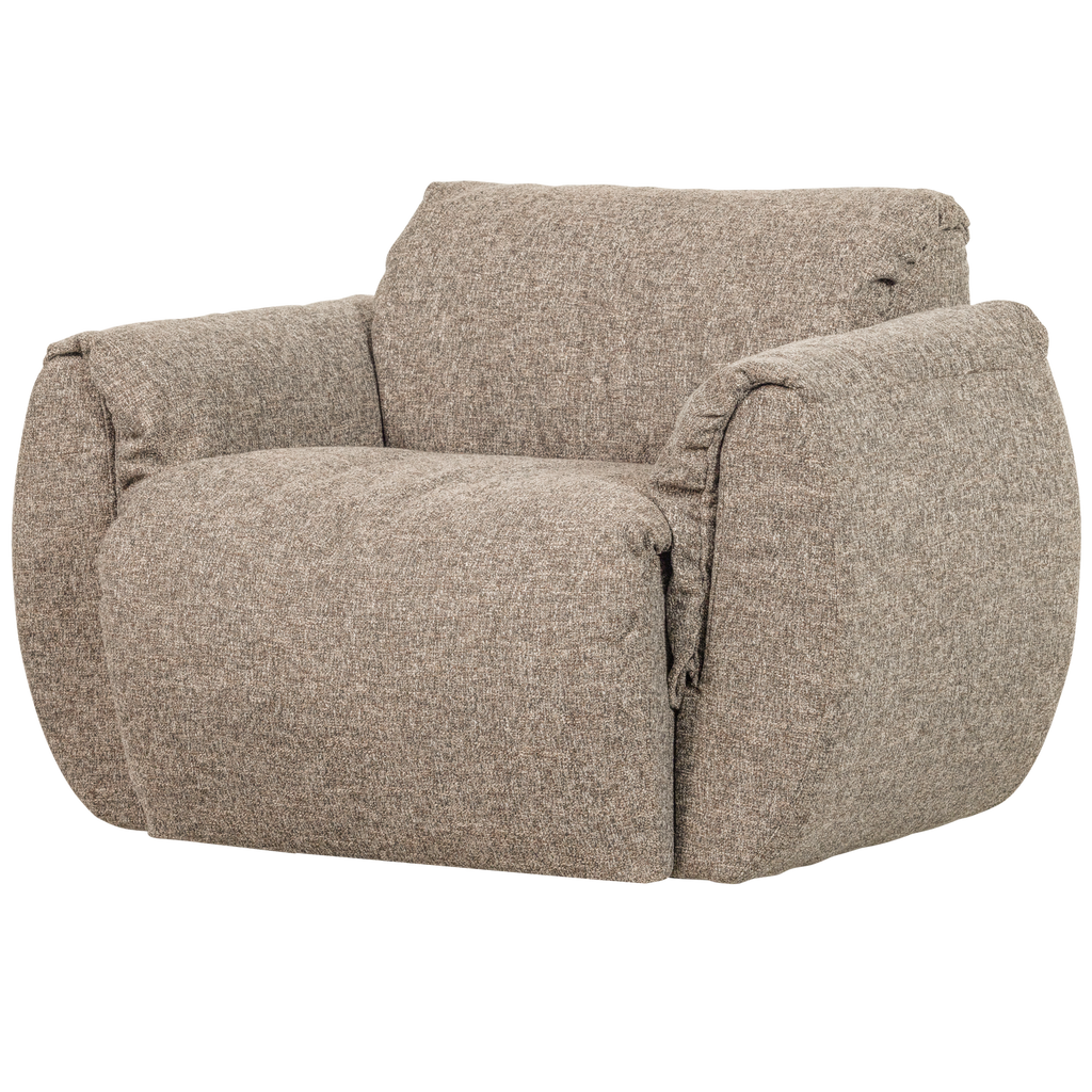 BAGGY SWIVEL ARMCHAIR WOVEN FABRIC BROWN MELANGE