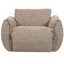 Laden Sie das Bild in den Galerie-Viewer, BAGGY SWIVEL ARMCHAIR WOVEN FABRIC BROWN MELANGE