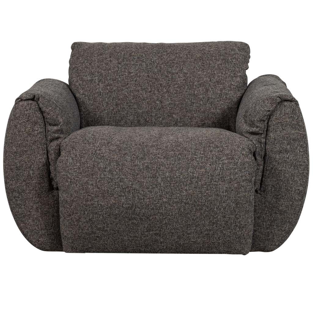 BAGGY SWIVEL ARMCHAIR WOVEN FABRIC WARM GREY MELANGE