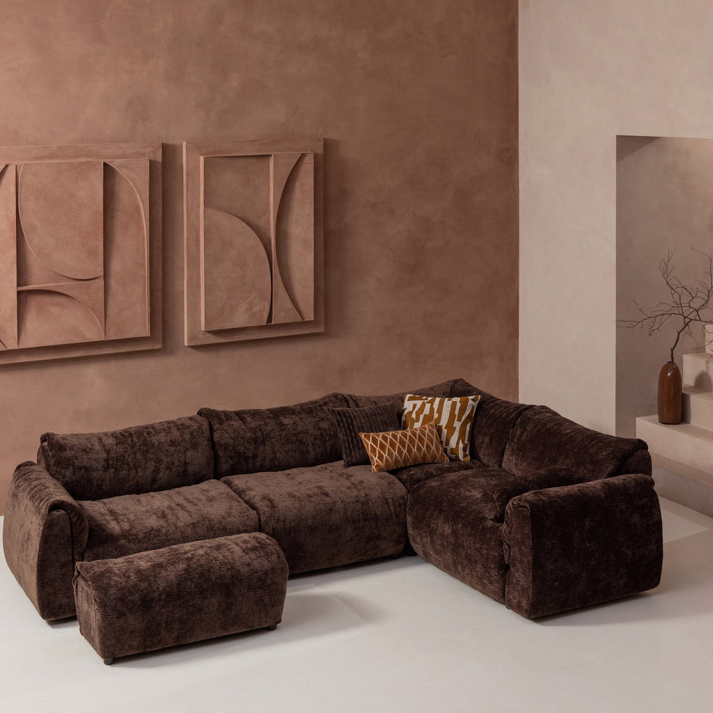 BAGGY CORNER SOFA RIGHT 3D CHENILLE DARK BROWN