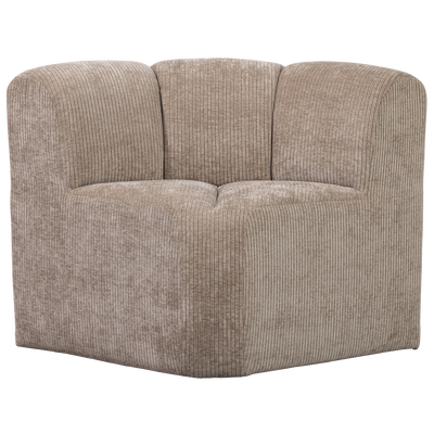 MOJO DINING BENCH CORNER WITH BACKREST RIB FABRIC DARK SAND