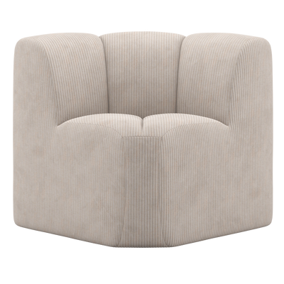 MOJO DINING BENCH CORNER WITH BACKREST RIB FABRIC ECRU