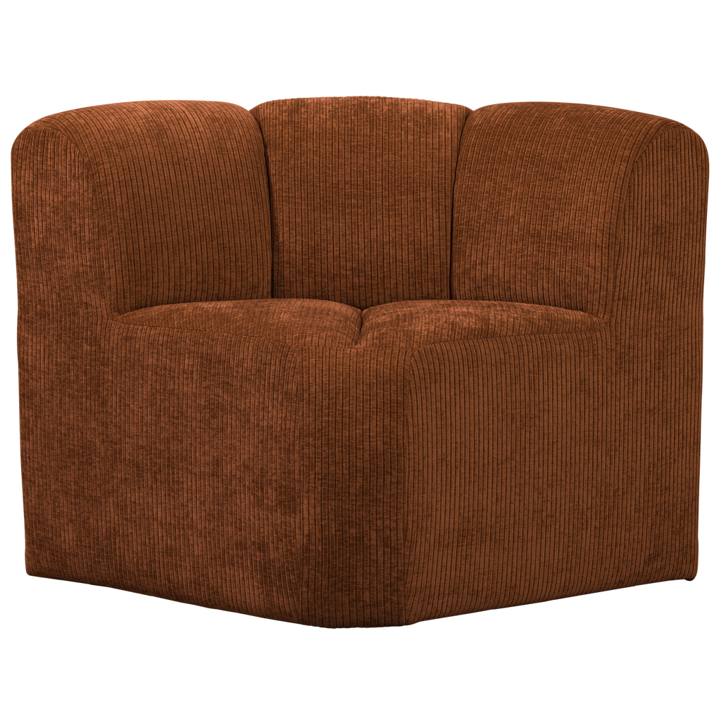 MOJO DINING BENCH CORNER WITH BACKREST RIB FABRIC RUST BROWN