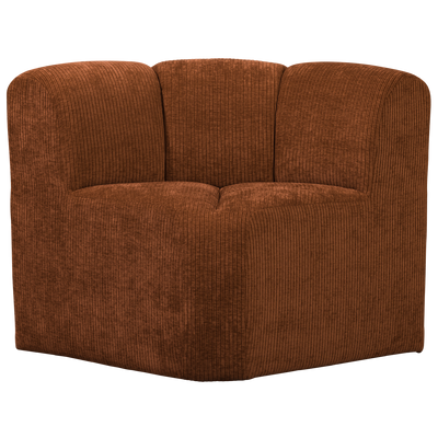 MOJO DINING BENCH CORNER WITH BACKREST RIB FABRIC RUST BROWN