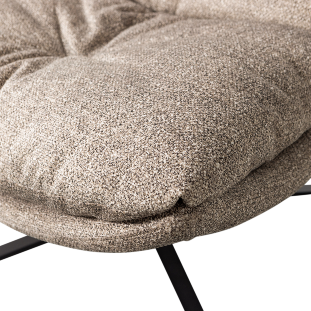 ARVE SWIVEL ARMCHAIR PRINTED FABRIC NATURAL MELANGE