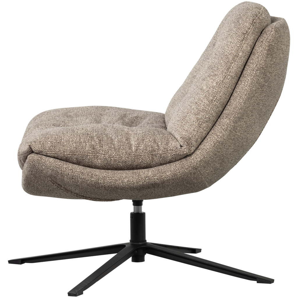 ARVE SWIVEL ARMCHAIR PRINTED FABRIC NATURAL MELANGE