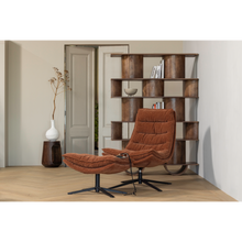 Cargar imagen en el visor de la galería, KUBE SWIVEL ARMCHAIR WITH HOCKER BROWN