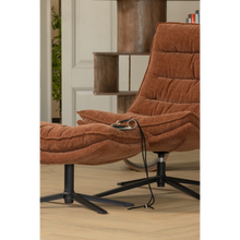 Cargar imagen en el visor de la galería, KUBE SWIVEL ARMCHAIR WITH HOCKER BROWN