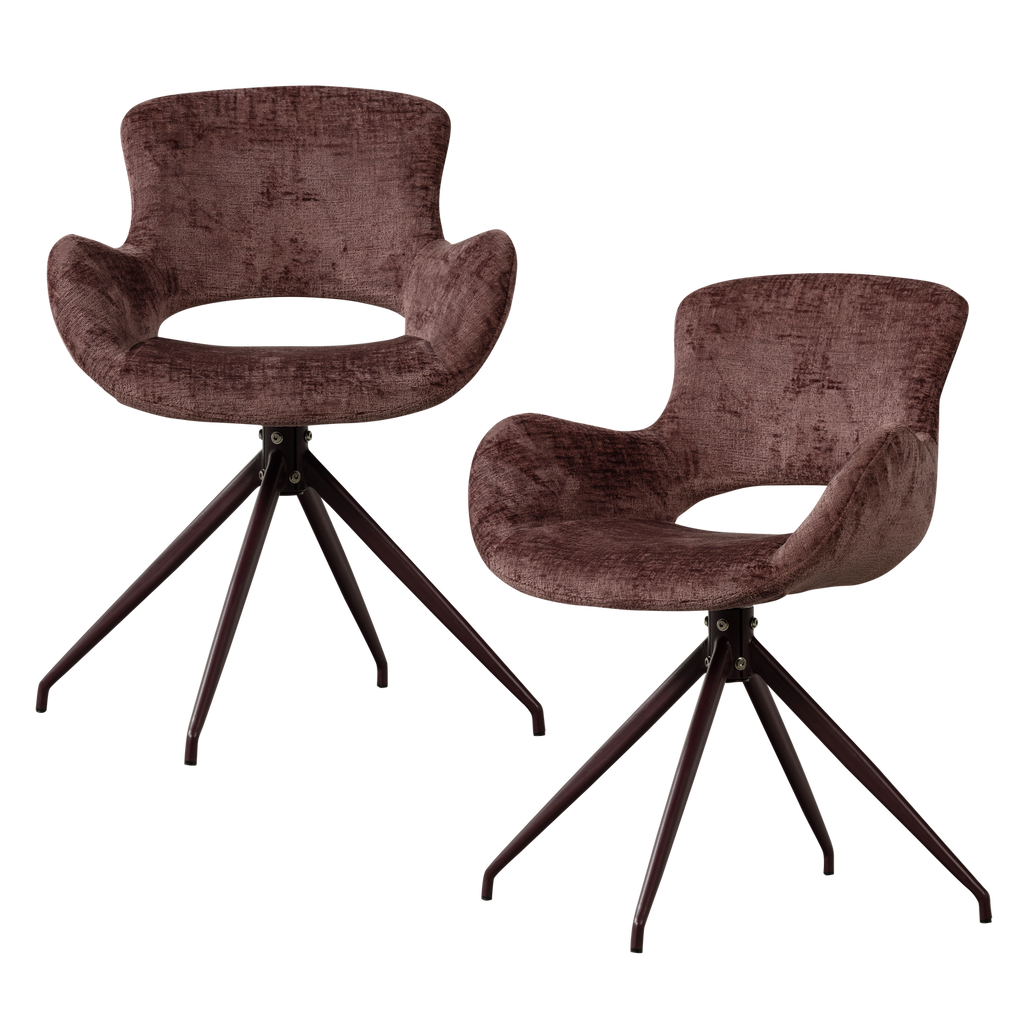 ELIVA DINING CHAIR STRUCTURE VELVET PURPLE - SET OF 2