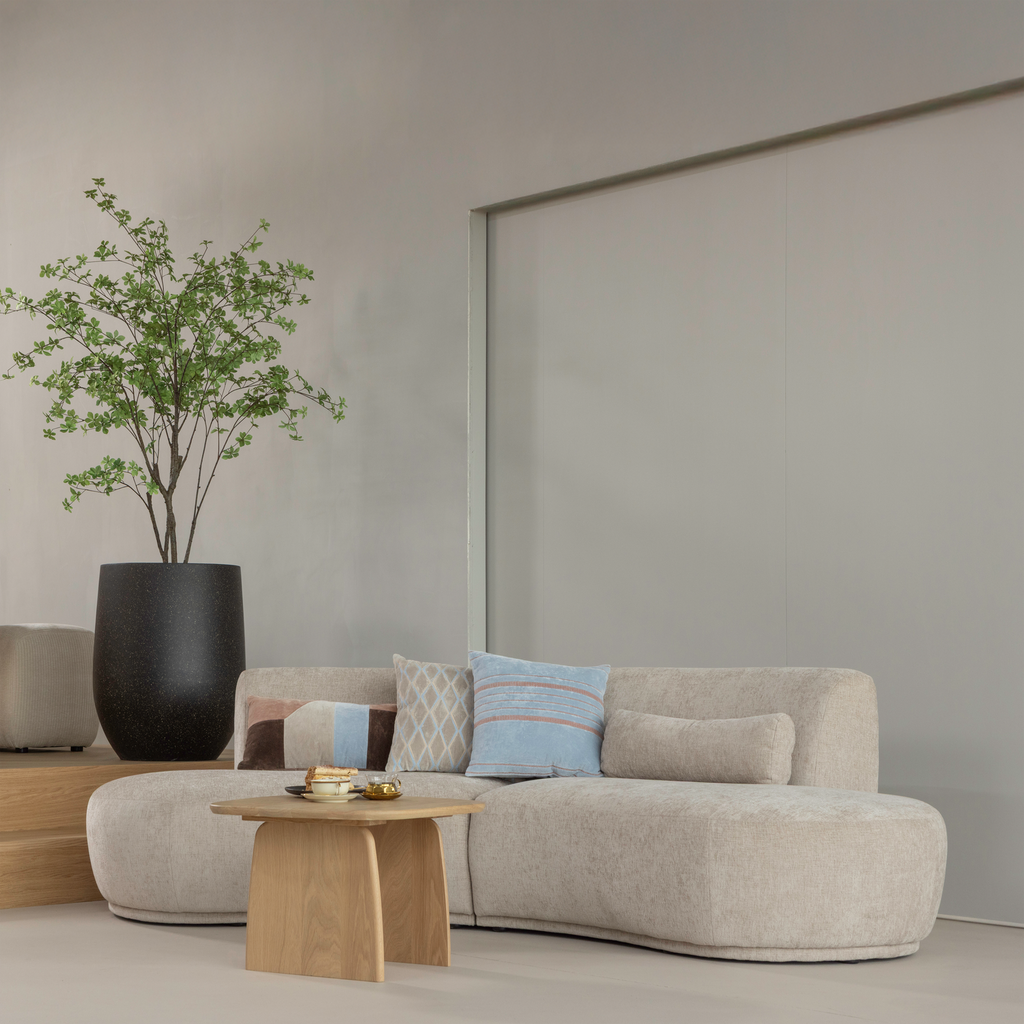 BATAVIER HALF ROUND SOFA 4-SEATER VELVET SAND MELANGE