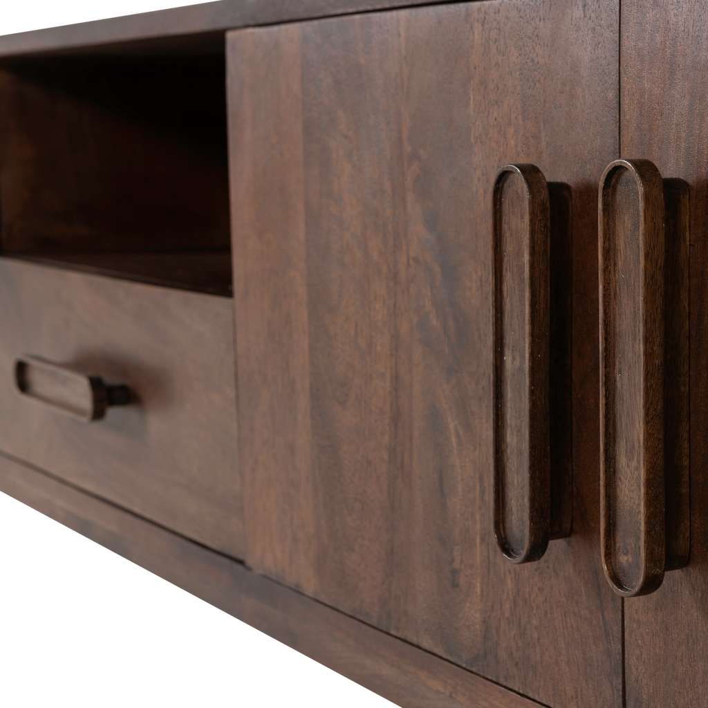LIYA TV UNIT 200 CM MANGO WOOD DARK BROWN