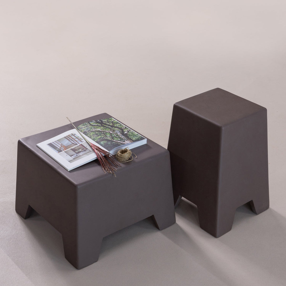 ZINA SIDETABLE LOW CONCRETE LOOK BROWN