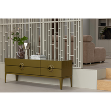 Laden Sie das Bild in den Galerie-Viewer, MERGE TV UNIT EUCALYPTUS WOOD HONEY YELLOW