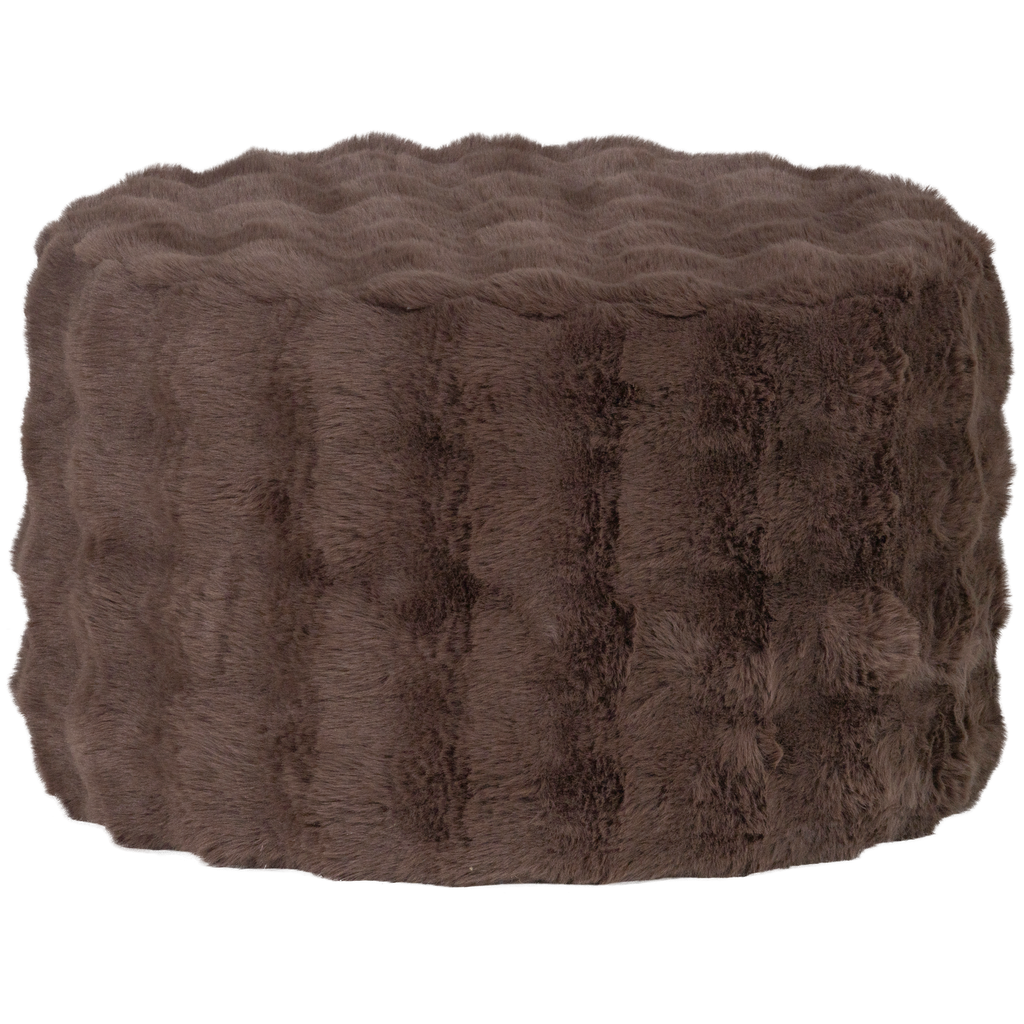 OLVEN POUF LOW FLUFFY FABRIC BROWN