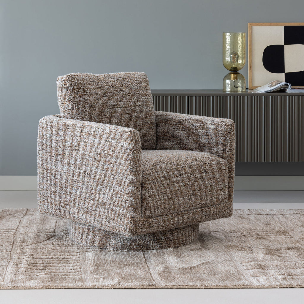 OSKA SWIVEL ARMCHAIR BROWN MELANGE
