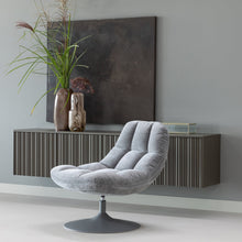 Charger l'image dans la galerie, ELVI SWIVEL ARMCHAIR CHENILLE TEXTURED LIGHT GREY