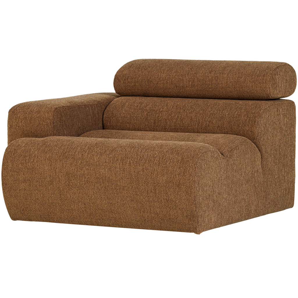 NOVI 1-SEATER ELEMENT ARM LEFT BOUCLE CARAMEL BROWN