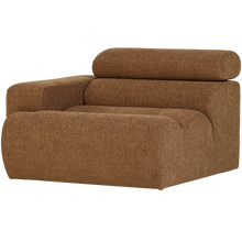 Laden Sie das Bild in den Galerie-Viewer, NOVI 1-SEATER ELEMENT ARM LEFT BOUCLE CARAMEL BROWN