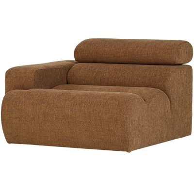 NOVI 1-SEATER ELEMENT ARM LEFT BOUCLE CARAMEL BROWN