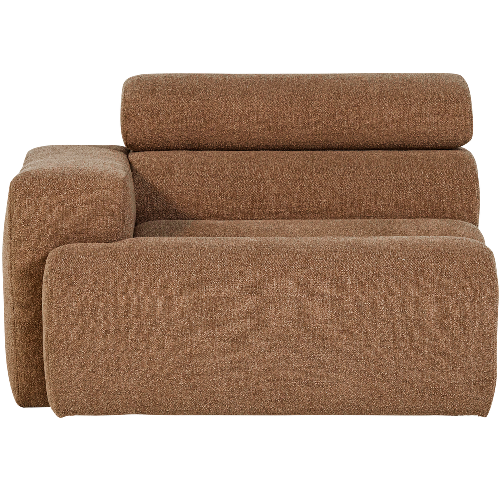 NOVI 1-SEATER ELEMENT ARM LEFT BOUCLE CARAMEL BROWN