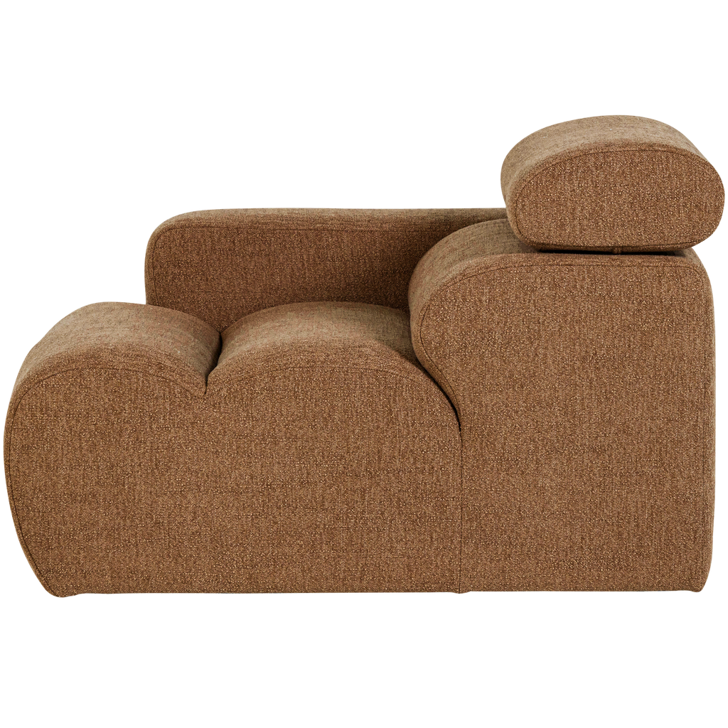 NOVI 1-SEATER ELEMENT ARM LEFT BOUCLE CARAMEL BROWN
