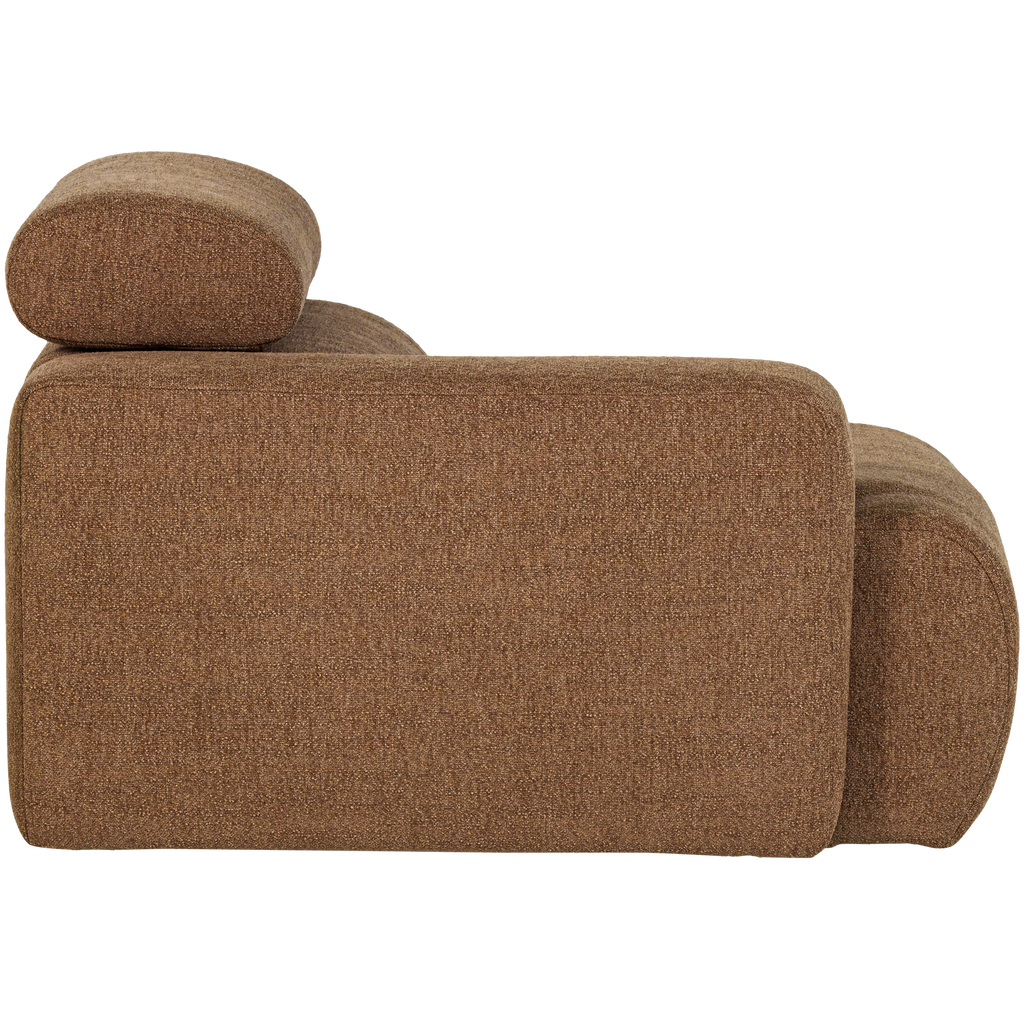NOVI 1-SEATER ELEMENT ARM LEFT BOUCLE CARAMEL BROWN