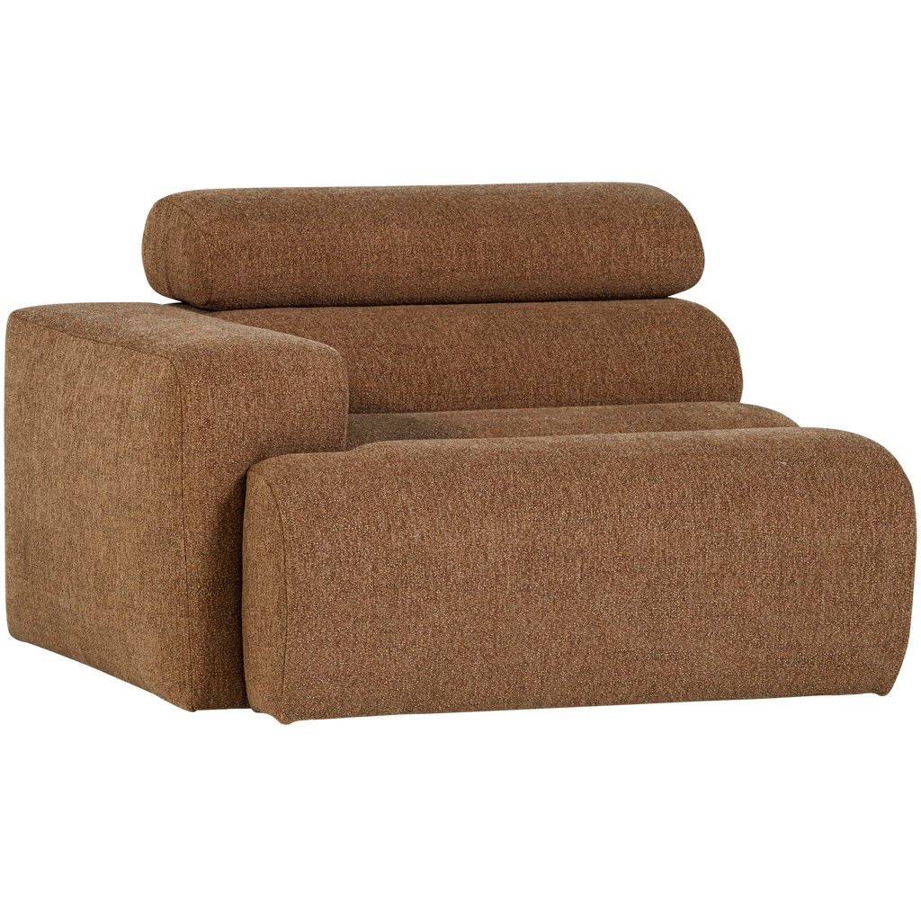 NOVI 1-SEATER ELEMENT ARM LEFT BOUCLE CARAMEL BROWN